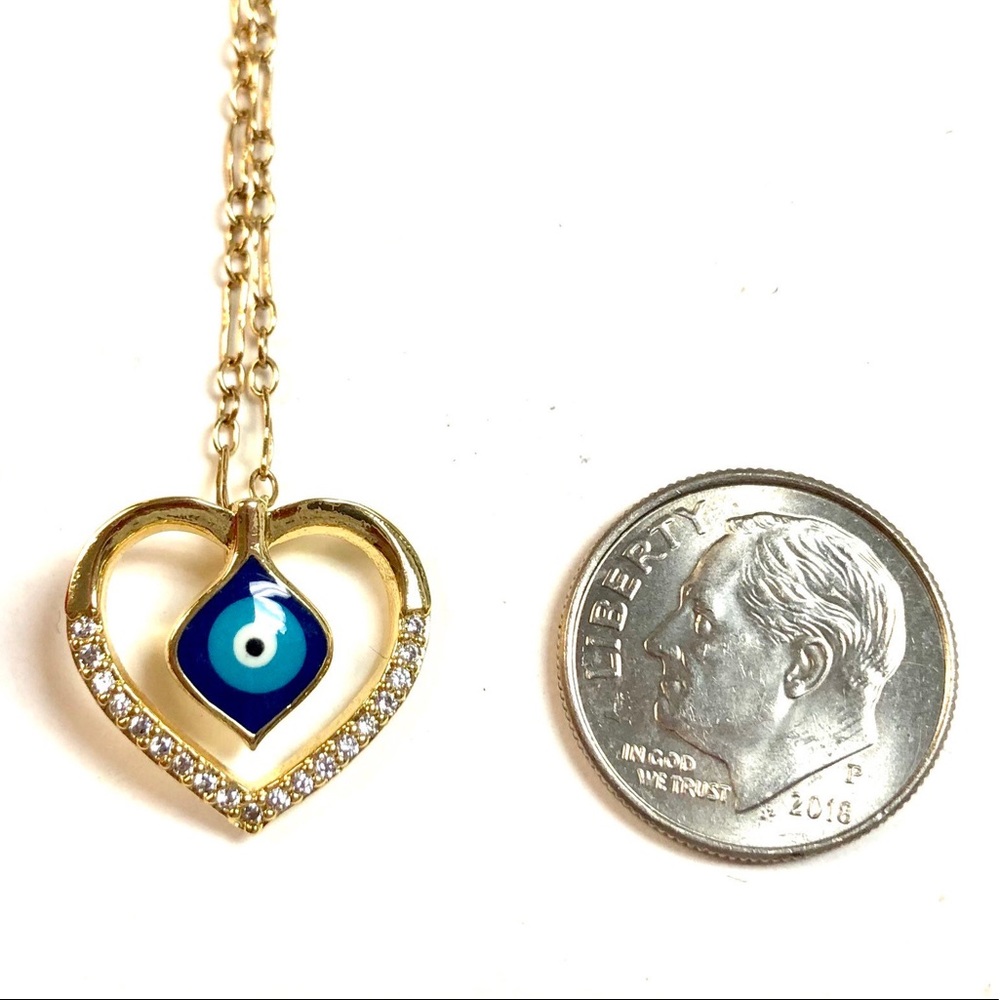 Evil Eye Necklace, Hamsa, Heart, Protection, Boho - Picture 4 of 9